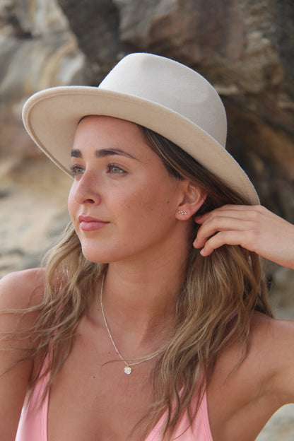 Model Wearing Driftwood Earrings